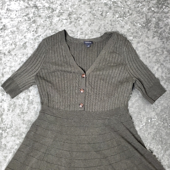 Torrid Green Knit Fit & Flare Midi Dress - Picture 2 of 6